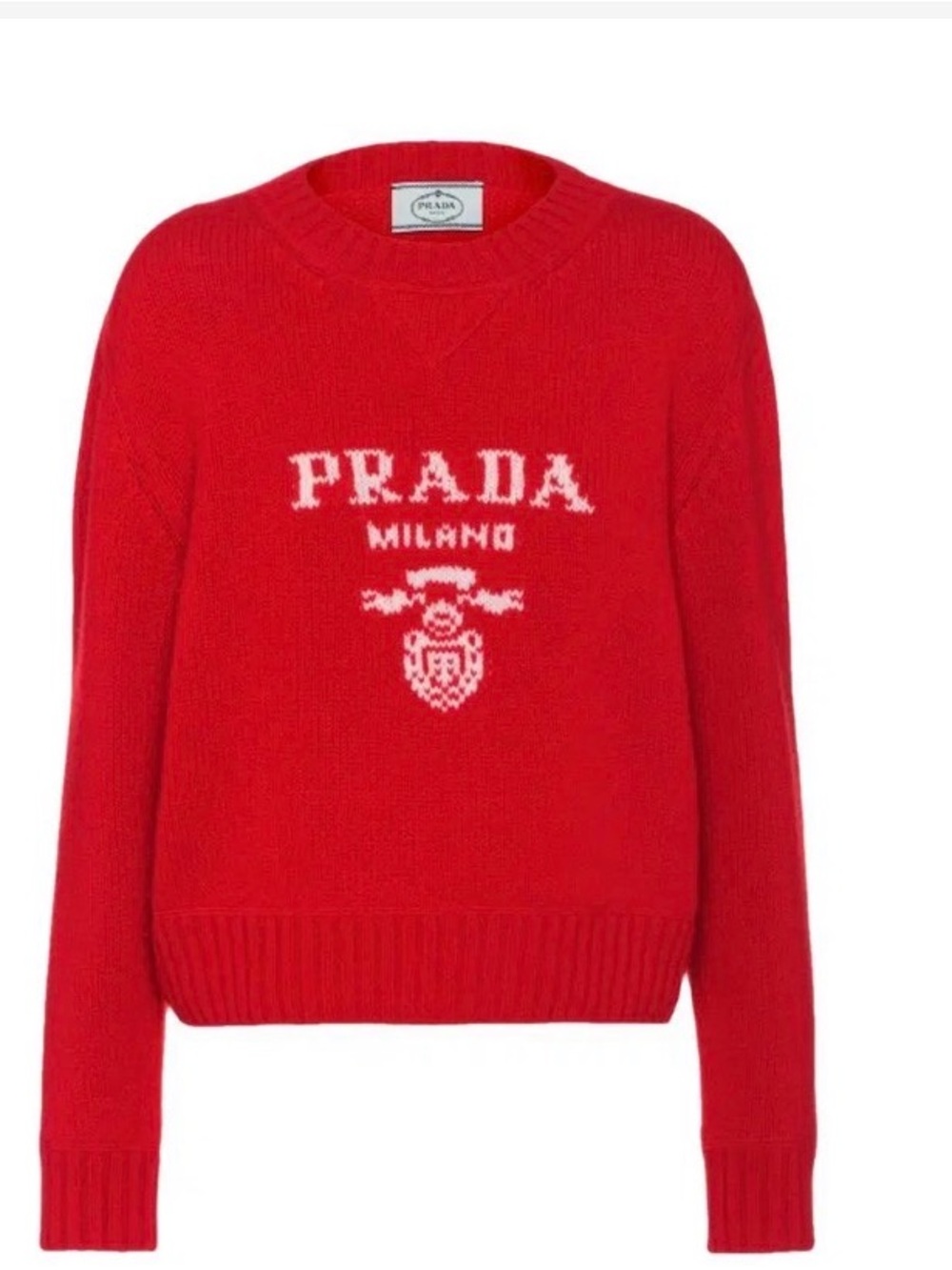 Prada Red Milano Wool And Cashmere Crew- Neck Sweater - Picture 6 of 6
